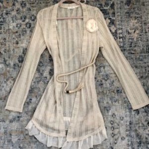 Blu Pepper Cardigan, Size Large, Cream color